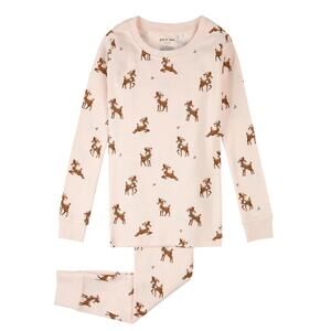 New Petit Lem Girl's Reindeer Print Two Piece Holiday Pajama Set - 6